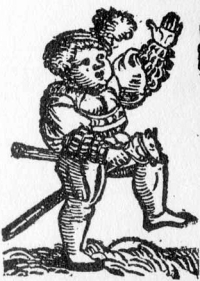 Steckpferd - Kind mit Steckenpferd (Holzschnitt von 1542)