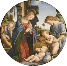 Geburt Jesu Christi, Darstellung von Lorenzo di Credi, Alte Pinakothek in München